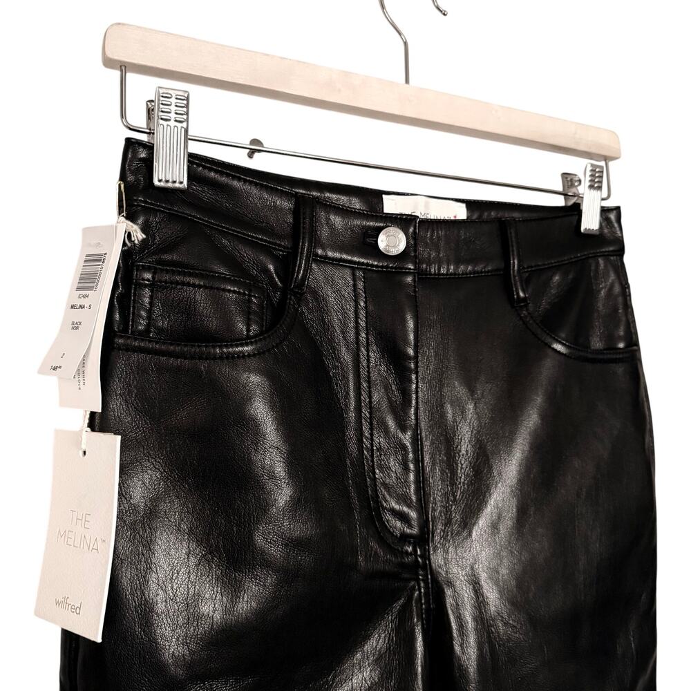 NWT Aritzia Wilfred The Melina Faux Leather Pants Vegan Black Size 2 - Picture 5 of 8